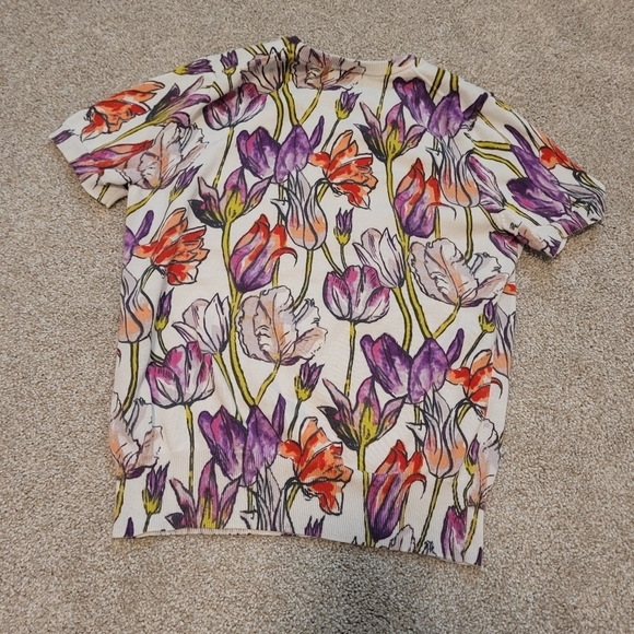 Lands' End Womens 100% Supima Cotton Floral Sweater Top Size Small - Picture 3 of 4